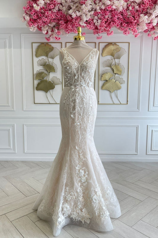 Liquidation robe de mariée sirène traine detachable