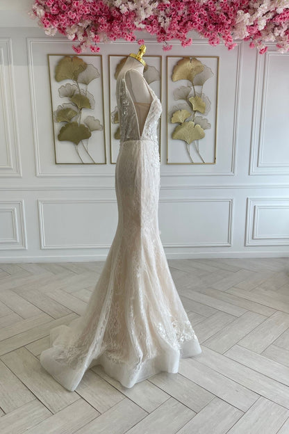 Liquidation robe de mariée sirène traine detachable