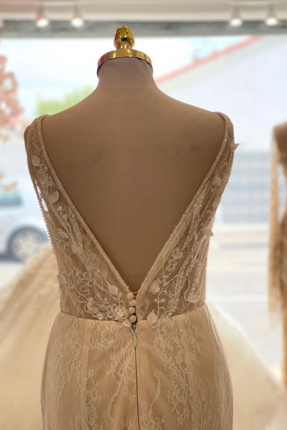 Liquidation robe de mariée sirène traine detachable