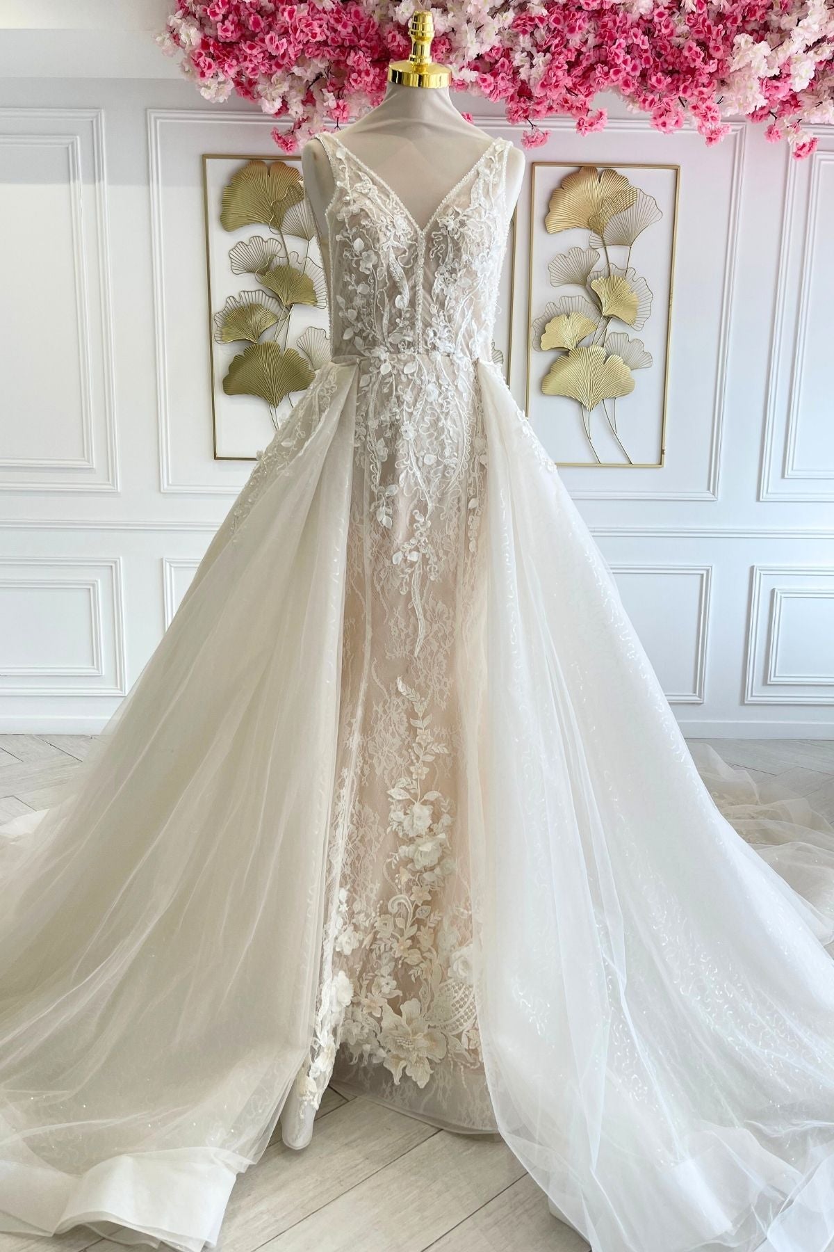 Liquidation robe de mariée sirène traine detachable