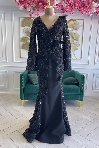 Liquidation robe de soirée à plumes