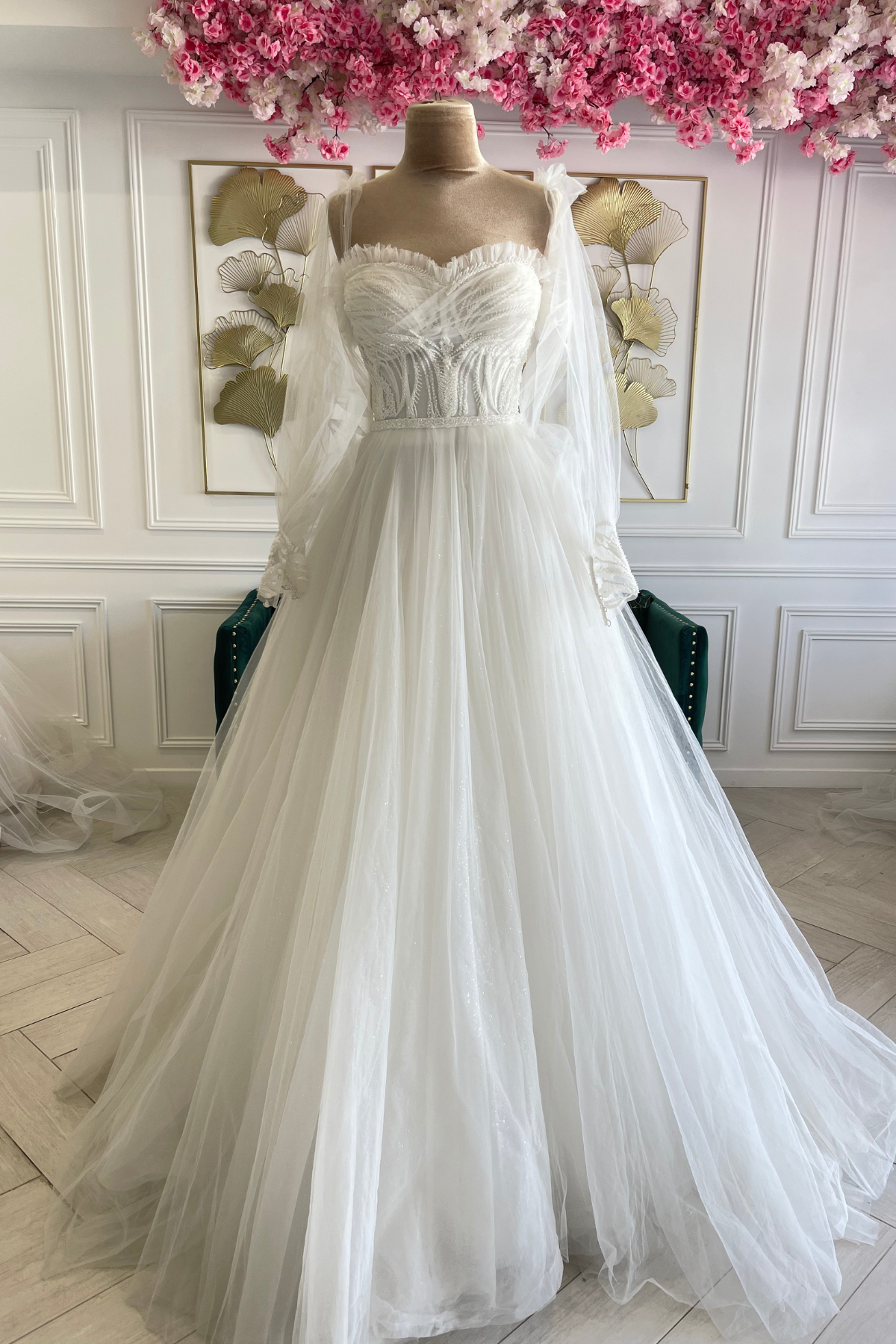 Liquidation robe de mariée bohème col bateau
