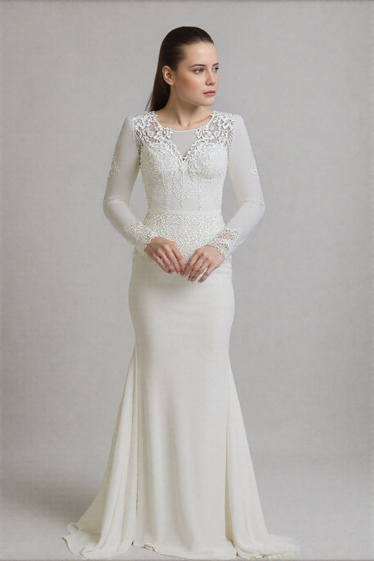 Seyana Robe de mariée hiver , voilée civile chic