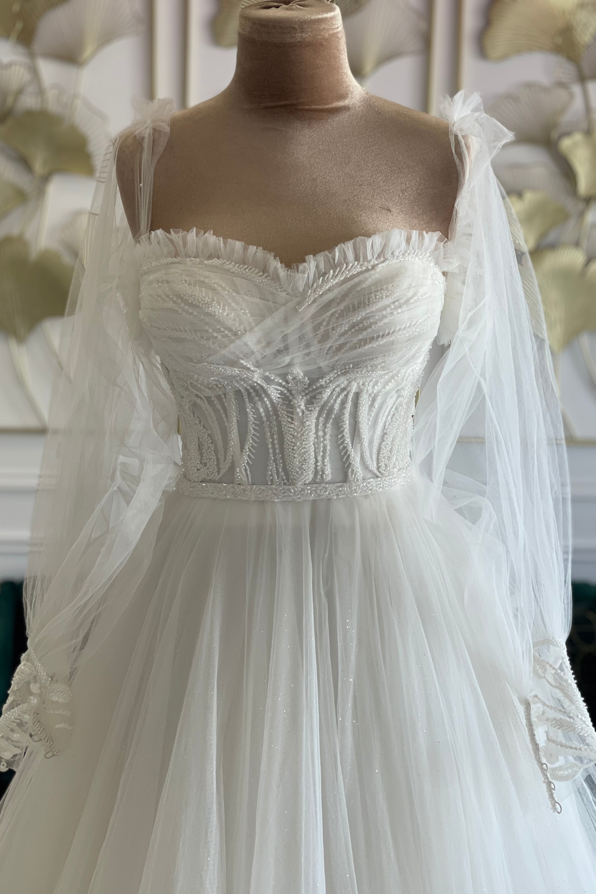 Liquidation robe de mariée bohème col bateau