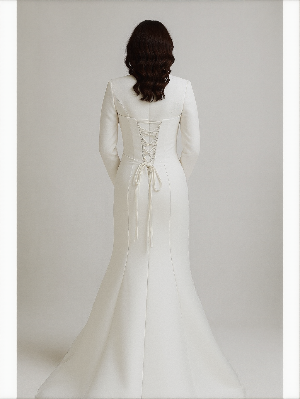 Feriel Robe de mariée hiver , voilée satin sirène