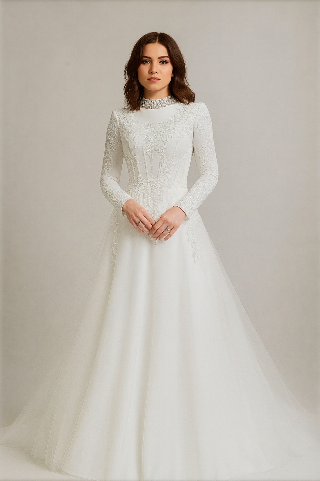 Alya Robe de mariée hiver , voilée bohème